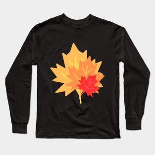 Colorful three-leaf design in shades of red and orange Long Sleeve T-Shirt